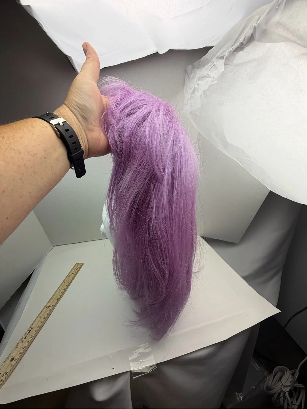 Women’s Wig, Purple, 16 In Long, Synthetic